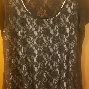 Black Lace T-Shirt DYNAMITE SIZE L